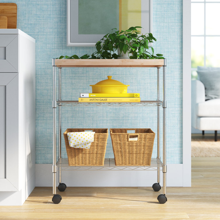 Wayfair Basics® Adjustable Kitchen Cart Manufactured Wood Top & Reviews Wayfair